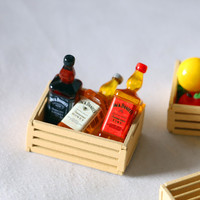 Panier à fruits rectangulaire miniature en bois pour maison de poupée, accessoires de modèle, décorations pour scènes à l'échelle et micro-paysages