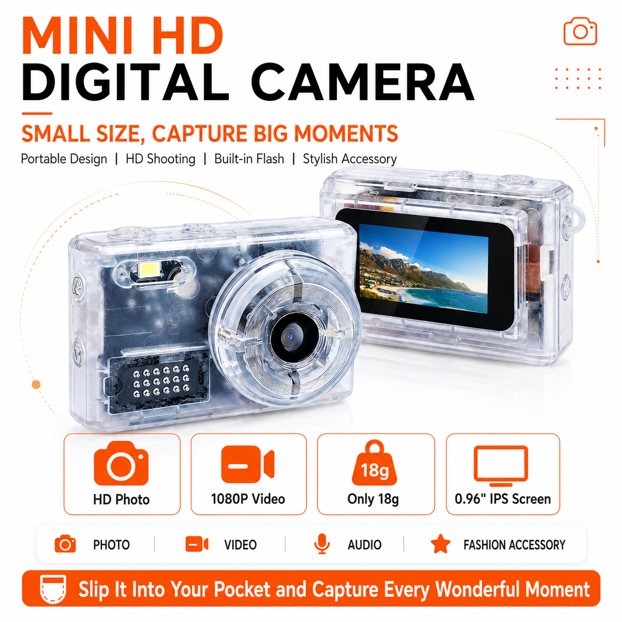 <strong>2026</strong> Hottest Mini Digital <strong>Camera</strong> <strong>1080p</strong> 2MP CMOS Sensor for Card Lithium Battery Kids & Pets Capture Portable Design