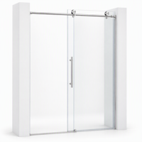Porte de douche coulissante sans cadre en verre trempé, acier inoxydable 304, grandes roulettes, cabine de douche sur mesure pour hôtel