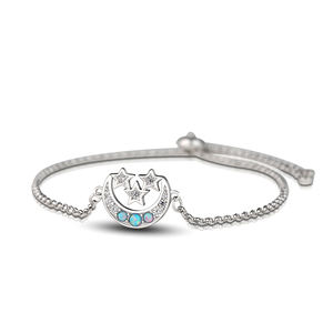 Bracelet de <span class=keywords><strong>Distance</strong></span> Couple Lune et Étoile Réglable pour Homme et Femme Cadeau Romantique d'Amitié pour Saint-Valentin - Product Image 1