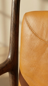 Chaise de salle à manger en bois massif de style nordique avec assise en cuir véritable pleine fleur pour la maison, les restaurants, les hôtels, meubles PISANO - Product Image 4