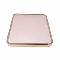 Boîtier de palette de maquillage OEM écologique, rectangulaire, rose, avec cadre doré, en ABS, moulé par injection électrolytique, personnalisable avec logo, vide, pour fard à joues