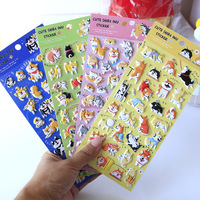 Autocollants 3D gonflés Shanle pour enfants, autocollants en mousse à bulles mignons Shiba Inu, autocollants de récompense chien de dessin animé pour enfants en vrac