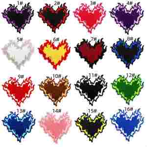 Patchs thermocollants brodés multicolores créatifs en forme de flamme et de cœur pour vêtements et sacs décoratifs - Product Image 4