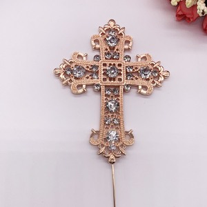Cruz de diamantes de imitación de cristal de Rosa decoración de la torta Topper para la boda religiosa bautismo bautizo <span class=keywords><strong>Primera</strong></span> <span class=keywords><strong>Comunión</strong></span> confirmación - Product Image 3