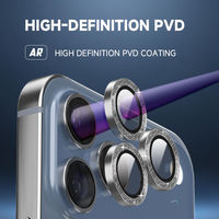 Protection d'objectif d'appareil photo en verre trempé PVD HD 9H effet diamant scintillant pour iPhone 17 18 Pro Pro Max, résistant aux rayures