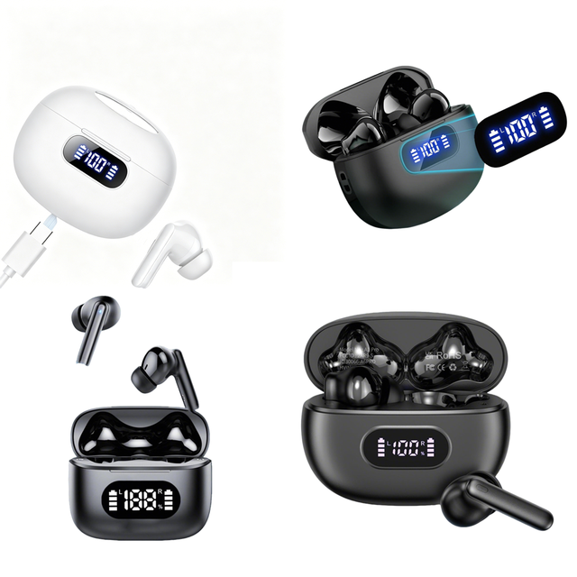 Clear Calls BT 5.4 TWS Earphone IP7 Waterproof Long-Battery Life Wireless Earbuds with LED Display for Travel New Products