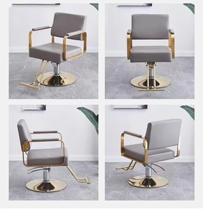 Sillón de Barbería Moderno de Cuero, Muebles de Salón de Acero Inoxidable - Product Image 5