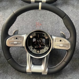 Pour <span class=keywords><strong>Mercedes</strong></span> Benz <span class=keywords><strong>AMG</strong></span> GT W211 W222 W221 W204 W222 W205 W212 LED modifiée <span class=keywords><strong>volant</strong></span> en Fiber de carbone en cuir perforé - Product Image 3