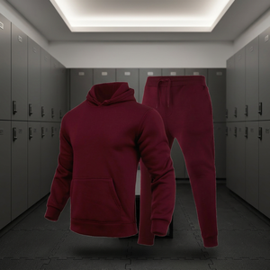 OEM Men's Spring Autumn Fashion Pullover <b>Tracksuit</b> Set Eco-Friendly Hooded Fleece Jacket Solid Pattern 2-in-1 Design Elastic - Product Image 5
