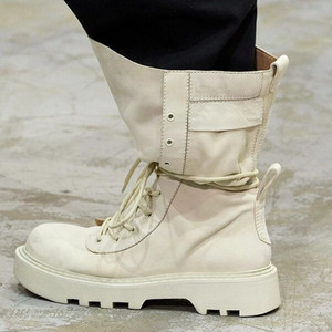 Fabricante personalizado al por mayor Casual señoras botas cortas eje ancho alto con cordones hombres mujeres suela gruesa suelta ajuste media pantorrilla Deni - Product Image 1