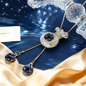 Fashion Pendant Necklace Crown Shape Zinc Alloy Pave Setting Party Jewelry for Women - Product Image 2