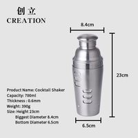 Meilleures ventes : Shakers à cocktails en acier inoxydable à double paroi, gravés avec des recettes, 700 ml, durables et écologiques, directement de l'usine.