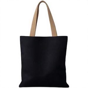 Custom Canvas Tote <b>Bag</b> <b>Medium</b> <b>Size</b> Letter Print Shopping <b>Bag</b> Daily Use Shoulder Handle Beige Black Color Cotton <b>bags</b> - Product Image 5