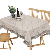 Nappe Moderne Double Broderie Anti-Taches Motif Écossais Simple Gris Carré en Polyester Lin Tissé Style Champêtre pour Hôtels
