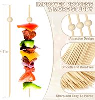 200 pics à cocktail, pics décoratifs en bois naturel pour apéritifs, brochettes en bambou de 4,7 pouces de long pour aliments et boissons