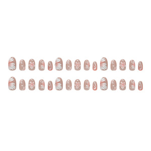 30 pièces de faux ongles amovibles, style européen et américain INS, élégants, avec effet de perle dégradée, de perle nacrée et de bulle de glace en forme de lys 3D - Product Image 5