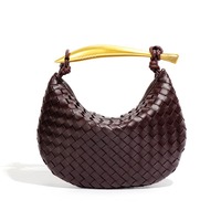 Bolso de Hombro Cruzado de PU Tejido para Mujer, Estilo Sardina, Novedad Otoño-Invierno, Simple, Moderno, Metálico, Portátil, Tendencia Casual, B&Y