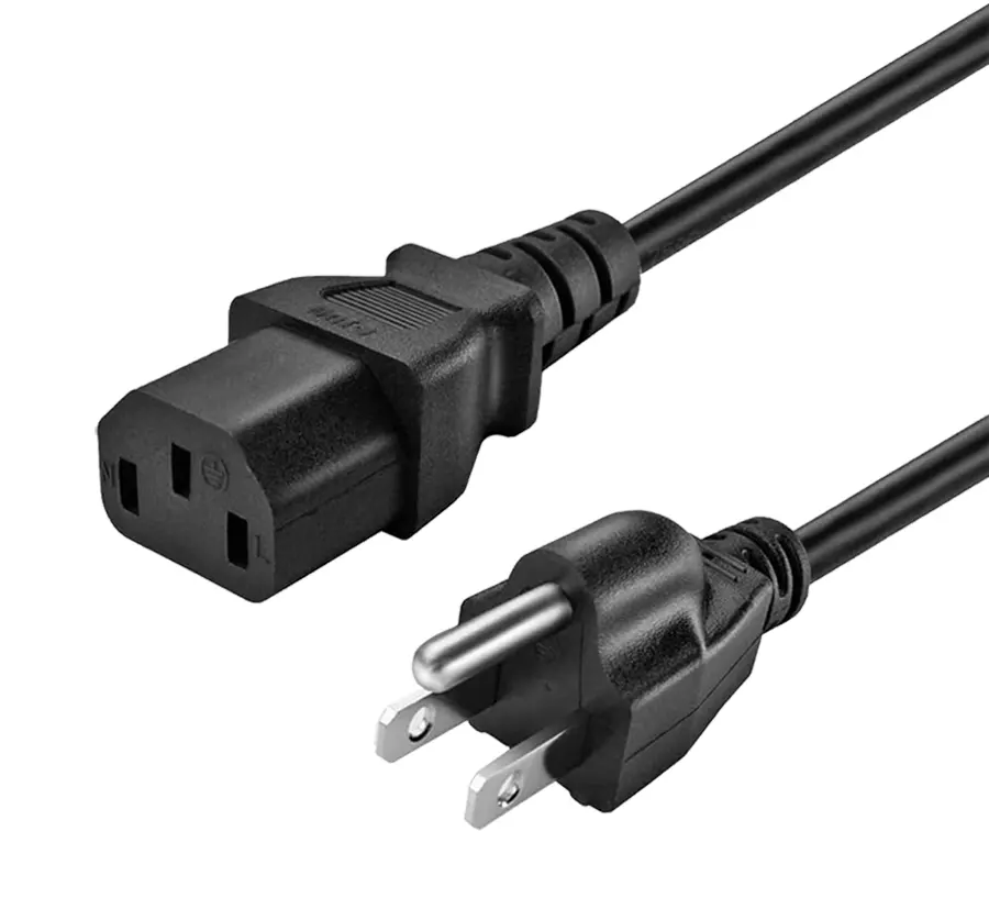 Cable de alimentación de PC estándar de América, cable de alimentación de CA de EE. UU., enchufe de 3 pines, cable de alimentación de 3 pines para ordenador