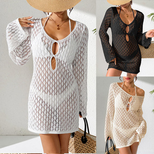 <span class=keywords><strong>Robe</strong></span> mini sexy ajourée décontractée d'été, couleur unie, pull tricoté à manches longues, tenue <span class=keywords><strong>de</strong></span> <span class=keywords><strong>plage</strong></span> et <span class=keywords><strong>de</strong></span> voyage, protection solaire, <span class=keywords><strong>maillot</strong></span> <span class=keywords><strong>de</strong></span> <span class=keywords><strong>bain</strong></span> - Product Image 3