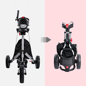 फोल्डेबल एल्यूमिनियम-फ्रेम गोल्फ कार्ट 3 व्हील फोल्डिंग गोल्फ ट्रॉली लाइटवेट वॉकिंग हैंड पुश कार्ट मल्टीकलर गोल्फ कोर्स उपयोग - Product Image 3