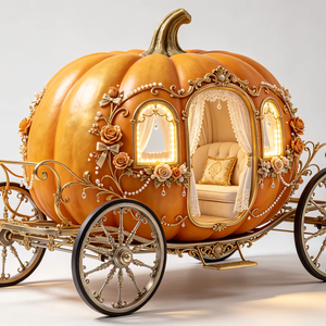 Carruaje de Calabaza de <span class=keywords><strong>Cenicienta</strong></span> de Tamaño Real con Estatua de Caballo de Fibra de Vidrio, Accesorio para Fotos en Parques Temáticos - Product Image 1