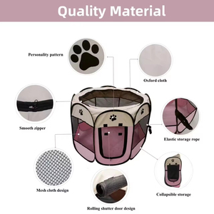 Recinto Pieghevole Classico per Gatti, Box Portatile Traspirante in Rete per Esercizio, Utilizzabile Interno/Esterno, Gabbia per Animali Domestici - Product Image 2