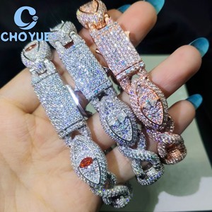 Fashion S925 Silver Moissanite Cuban Bracelet Iced Out Evil Eyes <b>Infinity</b> Design Pass Diamond Tester Hip Hop Jewelry for Men - Product Image 6