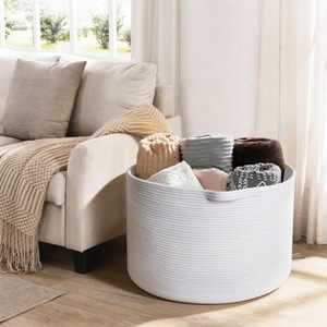 Paniers de rangement en corde de coton tressée pour jouets de chambre d'enfant, paniers pour enfants et chiens, panier à linge pour vêtements et serviettes, blanc - Product Image 4