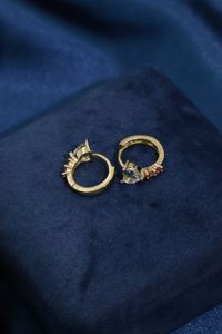 Pendientes de Aro Tianyu Gems, Chapados en Oro, de Latón, Estilo Clásico y Elegante, con Circonita Cúbica en Forma de Corazón y Corindón Rojo. - Product Image 2