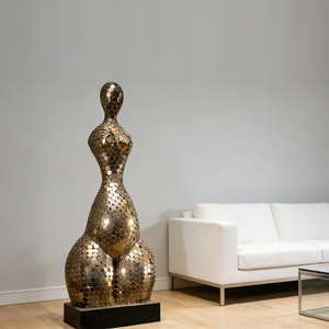 Sculpture de corps de femme nue érotique en acier inoxydable poli, électroplaqué, couleur de placage personnalisable pour la maison - Product Image 2