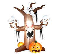 Arbre hanté gonflable d'Halloween avec combinaison fantôme et citrouille, LED intégrées pour décoration de jardin extérieur, fête, festival