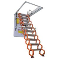 Moderne CE Orange 375 Lbs EN131 Aluminium Télescopique Grenier Loft Escaliers Acier Pliant Loft Echelle
