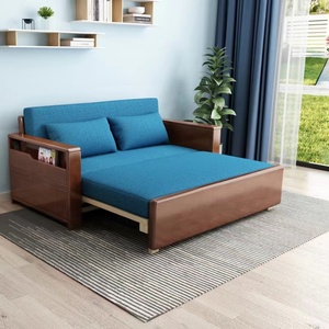 Canapé-lit pliable en bois massif, double usage, multifonctionnel, pour salon, petit appartement, lit simple amovible pour s'asseoir et dormir - Product Image 2