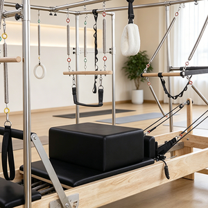 Mesa <span class=keywords><strong>de</strong></span> Pilates 3 en 1 Cadillac <span class=keywords><strong>de</strong></span> Roble Macizo Profesional con Trapecio Completo y Resortes Silenciosos para Estudio <span class=keywords><strong>de</strong></span> Fitness <span class=keywords><strong>de</strong></span> Lujo - Product Image 2