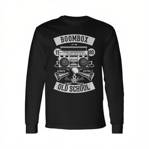 Camiseta de Manga Larga Estilo Boombox Clásico, Camiseta Promocional Estilo Gangster Hip-Hop Clásico - Product Image 2