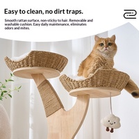 PAIPET Pohon Kucing Rotan Custom dengan 3 Keranjang, Kemasan Karton, 4 Tingkat, Tiang Sisal, Mainan Gantung Awan, Grosir