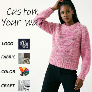 Pull <span class=keywords><strong>tricot</strong></span>é tendance pour femme, effet dégradé, en fil mélangé épais, décontracté, à manches raglan, <span class=keywords><strong>tricot</strong></span> sur mesure, vente en gros - Product Image 4