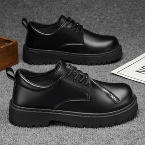 2026 New Spring Men's Business Leather Shoes Zipper Design Thick Sole Elevator Shoes Wear-resistant Formal Shoes - Product Image 2