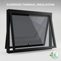 Ventana de Aluminio Impermeable para Fregadero de Cocina, Diseño Abatible con Mosquitera, Vidrio Templado Doble