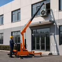 Grue mobile électrique complète de 1000 kg avec flèche télescopique à 3 sections de 5 m, palan hydraulique à haute élévation pour atelier