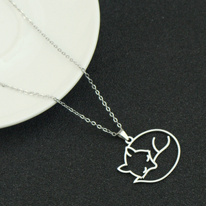 Collar Minimalista <span class=keywords><strong>de</strong></span> Acero Inoxidable para Mujer, Joyería <span class=keywords><strong>de</strong></span> Uso Diario, Regalo Elegante, Lindo Collar con Colgante <span class=keywords><strong>de</strong></span> Animal, Diseño <span class=keywords><strong>de</strong></span> Zorro o Perro - Product Image 4