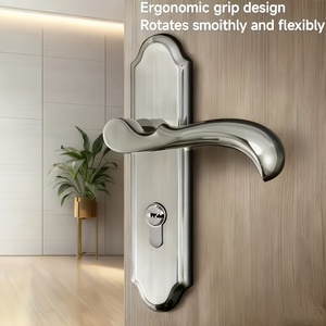 Set Completo Maniglia per Porta in Acciaio Inossidabile con Serratura e Chiavi, Leva Ondulata Lucida, Ferramenta Robusta per Camera da Letto e Bagno - Product Image 4