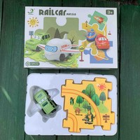 Promotion bas prix éducatif garçon jeu ensemble en plastique dinosaure électrique bricolage bloc de construction Train Rail voiture jouet Puzzle piste de course