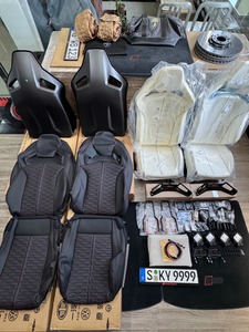 Sedile da Corsa Sportivo di Lusso per Auto Personalizzato con Pannello in Fibra di Carbonio e Rivestimento in Pelle, <span class=keywords><strong>Sedili</strong></span> a Secchiello Upgrade RS per <span class=keywords><strong>Audi</strong></span> <span class=keywords><strong>A3</strong></span> A4 A5 A6 A7 Q3 Q5 - Product Image 2