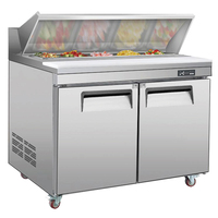 Réfrigérateur à salade en acier inoxydable pour bar à salades, table de préparation de salades, pizza, sandwich, vitrine de préparation sous le comptoir