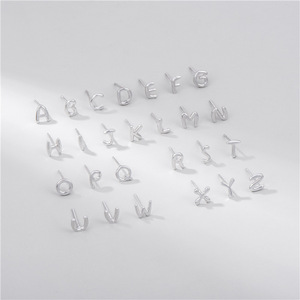 Pendientes de plata de ley S925 con 26 letras, <span class=keywords><strong>a</strong></span> la moda y simple, clásicos, para hombres y mujeres, regalo al por mayor - Product Image 5