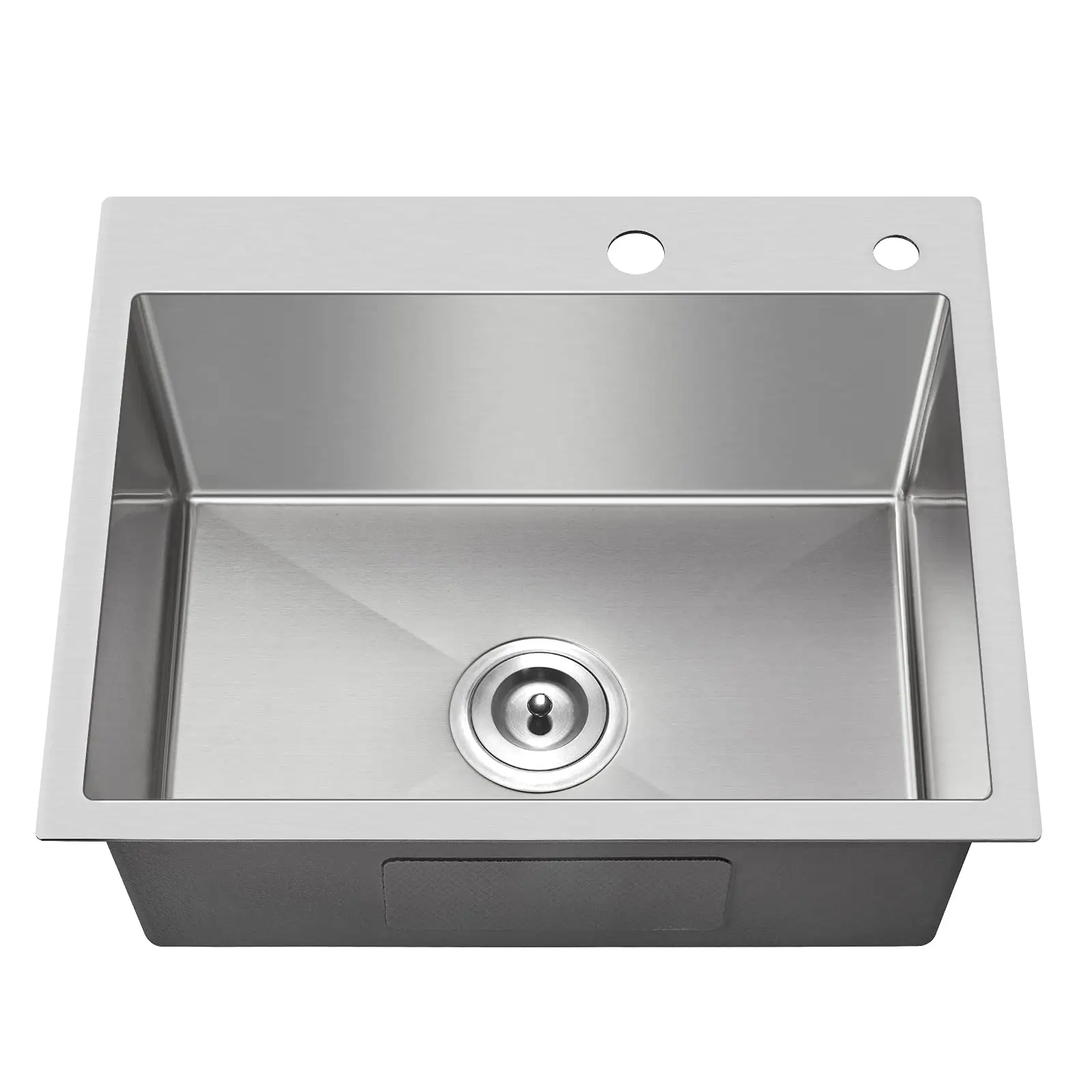 24*18 inch Drop-in Handmade Stainless Steel Kitchen Sink Black, Over mount Single Bowl, Top mount Kitchen Sink with Drain