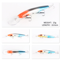 Leurre de Pêche à la Traîne 23g 186mm Plongée Profonde Grande Bavette Yeux 3D Minnow pour Pêche à la Traîne