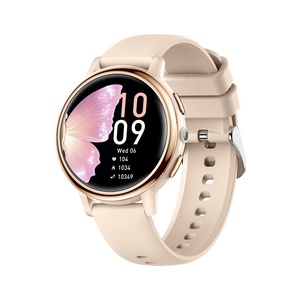 Ladies Waterproof Smartwatch AK88 IP68 Waterproof Round Gold Dial Metal Strap Options BT Call Fitness Tracker LED Flashlight - Product Image 2